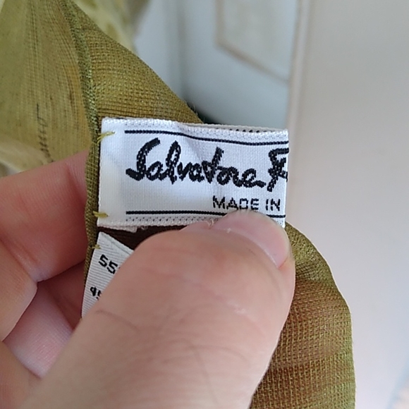 SAlVATORE FERRAGAMO green and Yellow leopards silk blend scarf - Picture 5 of 6